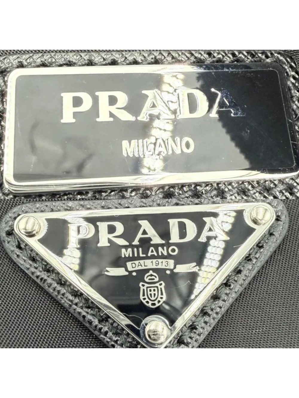 Prada Belt Bag Triangle Logo Bag Nylon Black Silver